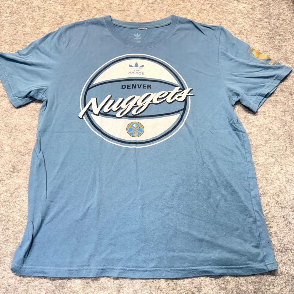 adidas Denver Nuggets T-Shirt Men XL Graphic Cotton Blue Solid